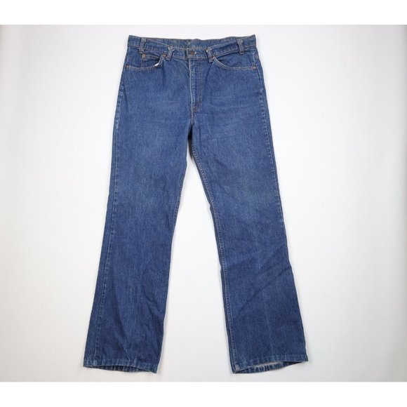 Vintage 80s Levis 517 Orange Tab Mens 38x34 Distressed Flared Wide Leg Jeans USA